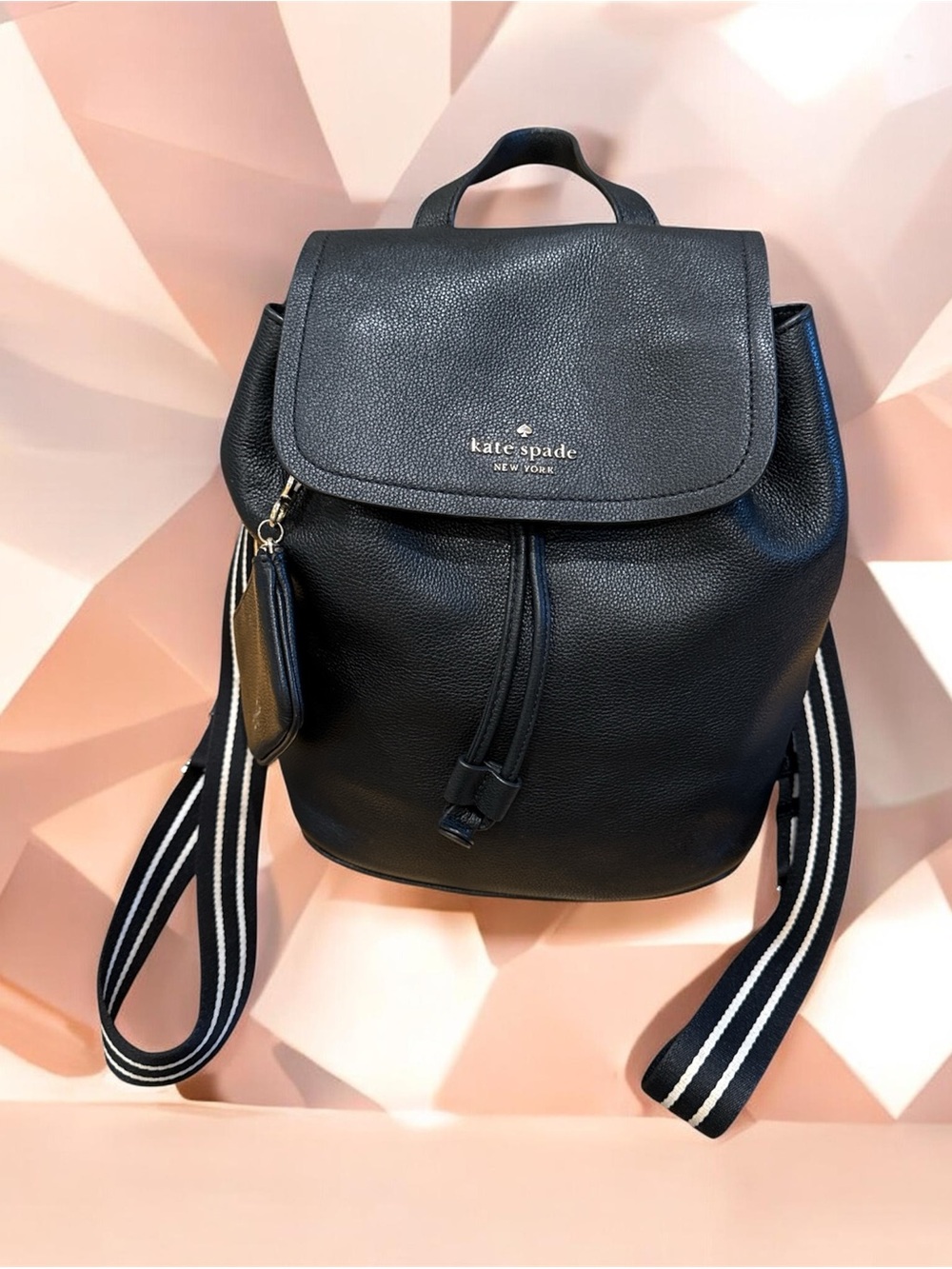 Kate Spade Rosie medium leather flap drawstring back pack nwot